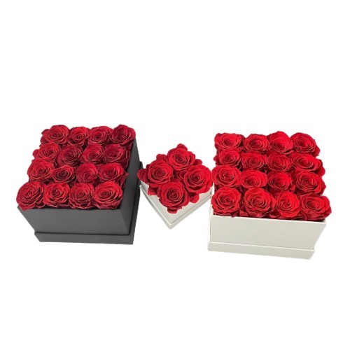 16 roses in square box
