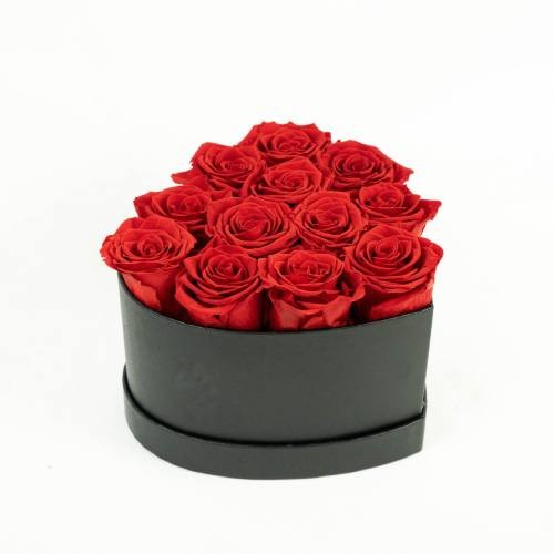 eternity rose with heart shape box