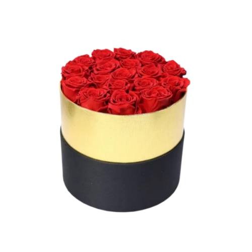 forever rose with gold round box