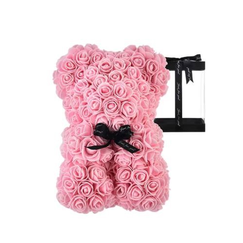 pink bear of roses - 25 cm