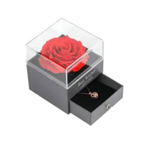 preserved rose in the acrylic box 