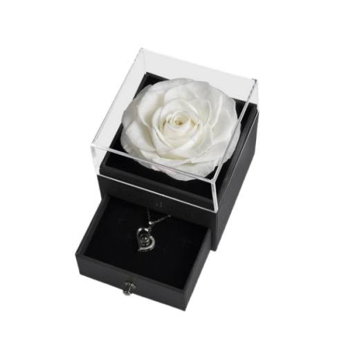 preserved rose in the acrylic box 