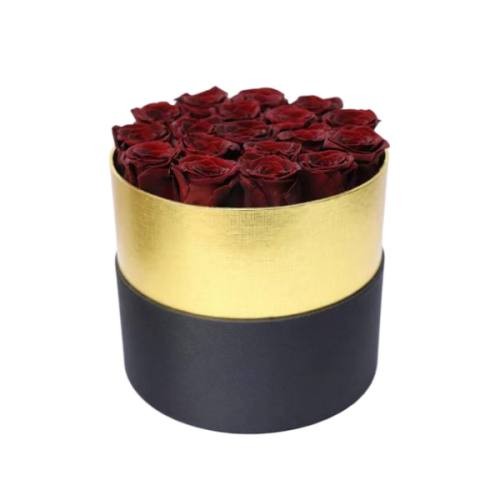 preserved rose with gold round box
