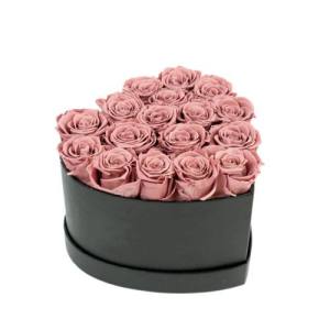 preserved rose with heart shape box