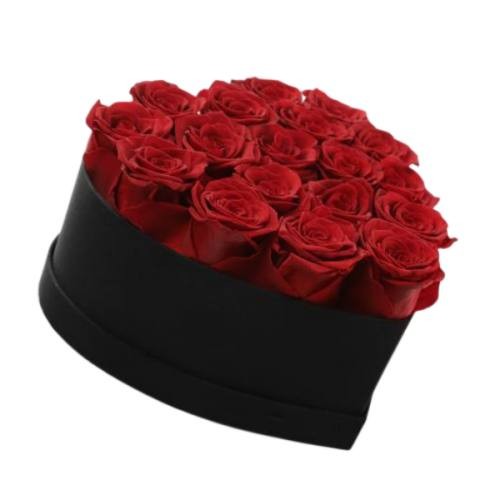 preserved rose with heart shape box